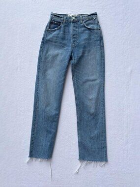Reformation Cynthia High Relaxed with Cuff Salton Light Wash Denim Jeans Size 24